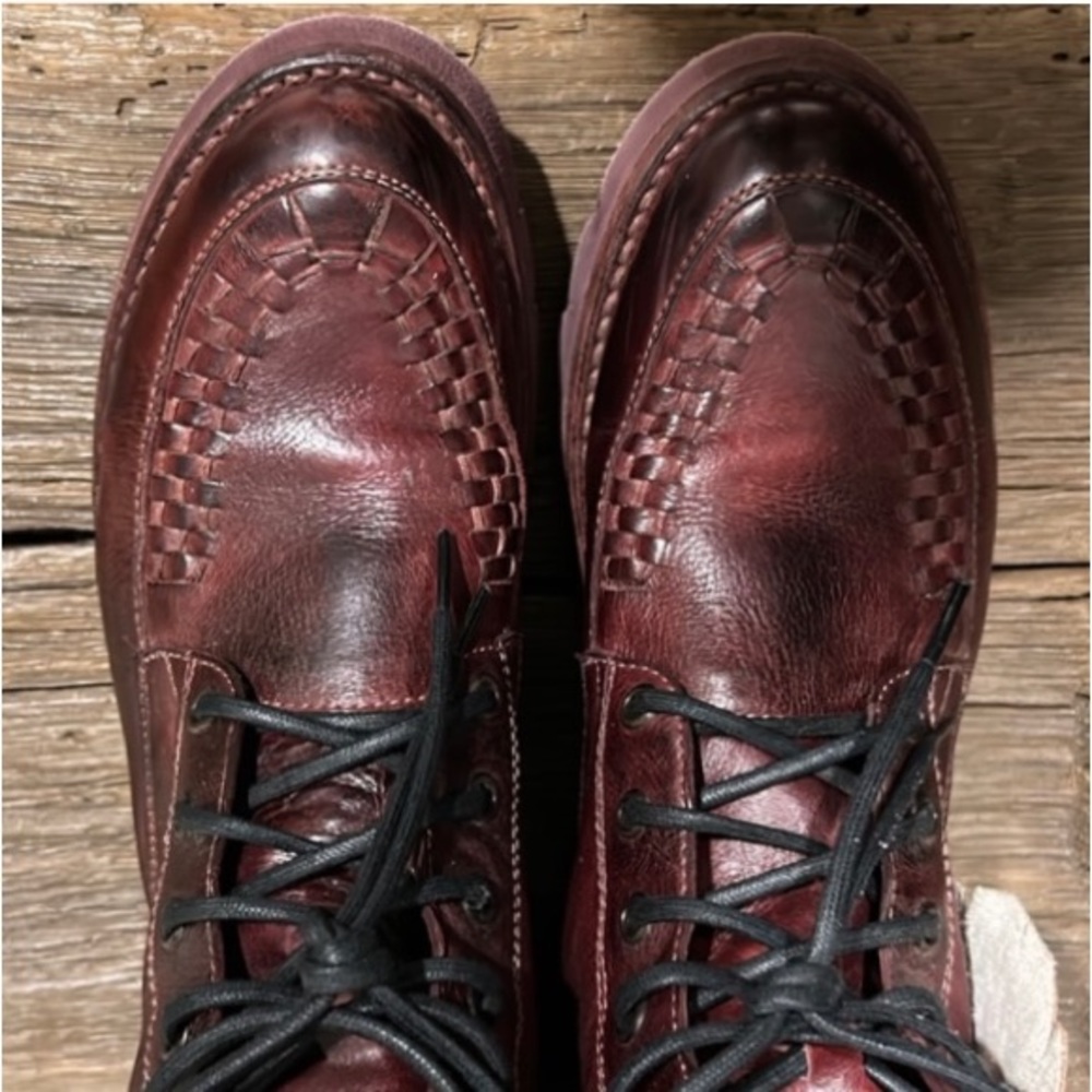 BED STU Boots RARE MERLOT ELISHA II Leather Moto Red Burgundy Black Size 7.5 - Picture 11 of 14